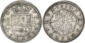 1611. Felipe III. Segovia. C. 8 reales. (AC. 943). Plata ligeramente agria. Brillo original. Muy rara. Sólo hemos tenido otro ejemplar. 27,48 g. EBC-....
