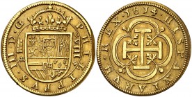 1614/1. Felipe III. Segovia. AR. 8 escudos. (AC. 1100, mismo ejemplar mal descrito) (Cal.Onza 3, mismo ejemplar mal descrito) (Carles Tolrà 1172, mism...