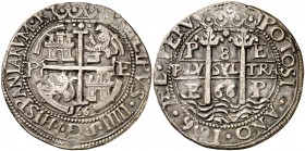 1666. Felipe IV. Potosí. E. 8 reales. (AC. 1434, mismo ejemplar) (GN. 47 pág. 36, mismo ejemplar). Redonda. Tipo "Real". Triple fecha. Acuñación póstu...