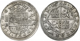 1659/32. Felipe IV. Segovia. BR/I. 8 reales. (AC. 1594).. Algo descentrada. Brillo original. Rara y más así. 27,59 g. EBC.