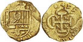 1645/3. Felipe IV. (Sevilla). (R). 8 escudos. (AC. 1969) (Cal.Onza falta) (Tauler 75a, mismo ejemplar). Tréboles en los ángulos de la cruz. Peso muy b...