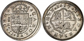 1684. Carlos II. Segovia. BR. 4 reales. (AC. 562). Mínima hojita en reverso. Bella. Brillo original. Rara y más así. 13,56 g. (S/C-).