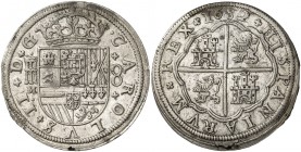 1682/60. Carlos II. Segovia. M. 8 reales. (AC. falta) (AC. pdf 761.1). CAROLVS rectificado sobre PHILIPPVS. Mínimos defectos en canto. Leves sombras. ...