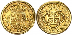 1683. Carlos II. Segovia. BR. 2 escudos. (AC. 906). Bella. Precioso color. Comprada por Xavier Calicó en trato privado en 1969. Ex Áureo & Calicó Sele...