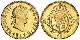 1817. Fernando VII. Madrid. GJ. 1/2 escudo. (AC. 1486). Bella. Brillo original. Escasa así. 1,74 g. S/C-.