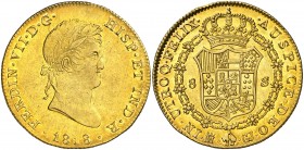 1818/7. Fernando VII. Madrid. GJ. 8 escudos. (AC. 1774, indica RRR sin precio) (Cal.Onza 1239, mismo ejemplar) (Cal.Onza Edición 1986, nº 1350, indica...