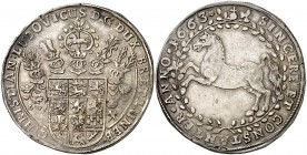 Alemania. Brunswick-Luneburg-Celle. 1663. Christian Ludwig. 1 taler. (Kr. 210) (Dav. 6521). Bonita pátina. Escasa así. AG. 28,82 g. EBC-.