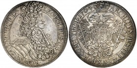 Austria. 1704. Leopoldo I. Viena. 1 taler. (Kr. 1413) (Dav. 1001). Muy bella. Brillo original. Escasa así. AG 28,81 g. EBC+.