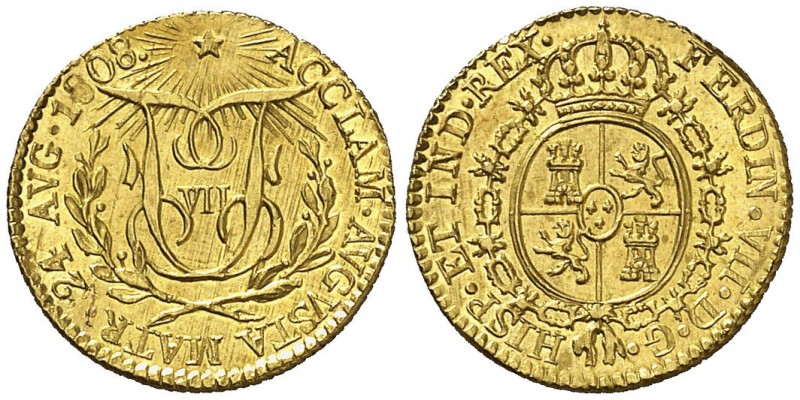 1808. Fernando VII. Madrid. Módulo 1/2 escudo. (AC. 1485) (Ha. 4 var. por metal)...