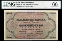 1938. Burgos. 500 pesetas. (Ed. D34) (Ed. 433). 20 de mayo. Certificado por la PMG como Gem Uncirculated 66EPQ. Raro así. S/C.