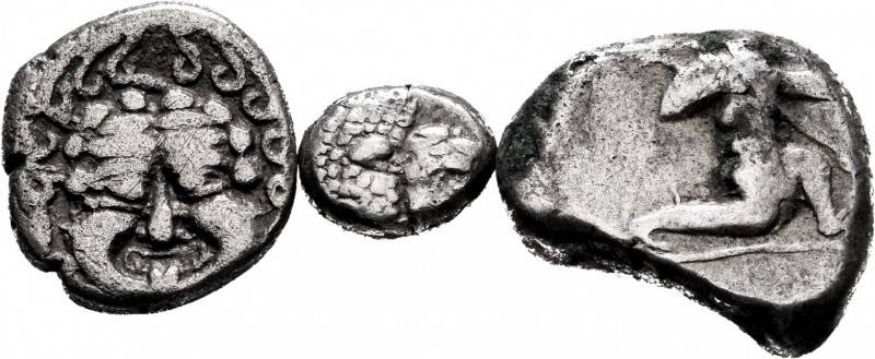 Ancient Coins. Set of 2 Ancient Greek coins. Kyzikos, 450-400 B.C. Obol and tetr...