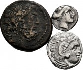 Ancient Coins. Lot of 3 Ancient Greek coins. Drachm of Alexander III the Great, Tetrobol of Eubonia and Tetrachalkon of Seleucis and Pieria. Ag/Ae. TO...