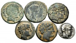 Ancient Coins. Lot of 6 coins of ancient Hispania. Belikiom unit, Bolskan unit and Denarius, Tarraco unit, Nertobis unit and Semis to be classified. A...