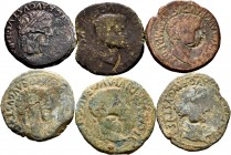 Ancient Coins. Lot of 6 bronzes of Ancient Hispania with eagle countermark. Containing 4 Cascantum, 1 Clunia and 1 Bilbilis. Ae. TO EXAMINE. F/Choice ...