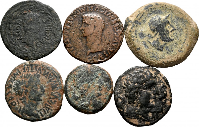 Ancient Coins. Lot of 6 units of Ancient Hispania, Arekoratas, Kelse, Celsa, Cae...