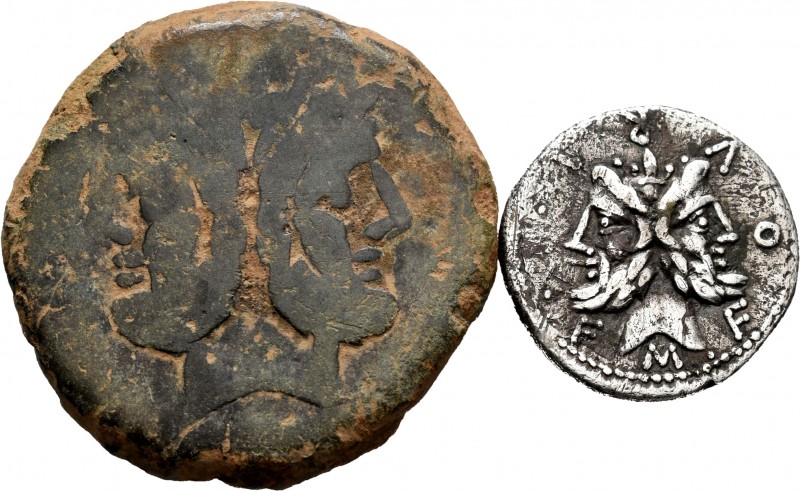 Ancient Coins. Lot of 2 coins of the Roman Republic. Denarius of Furia, M. Furiu...