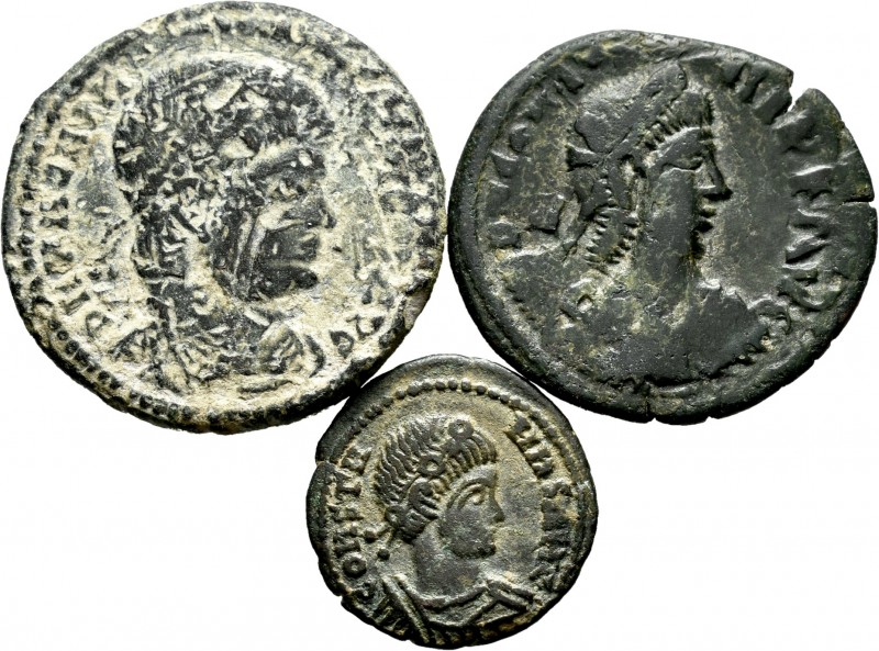 Ancient Coins. Lot of 3 coins of the Roman Empire. Curious Barbarian coinage of ...