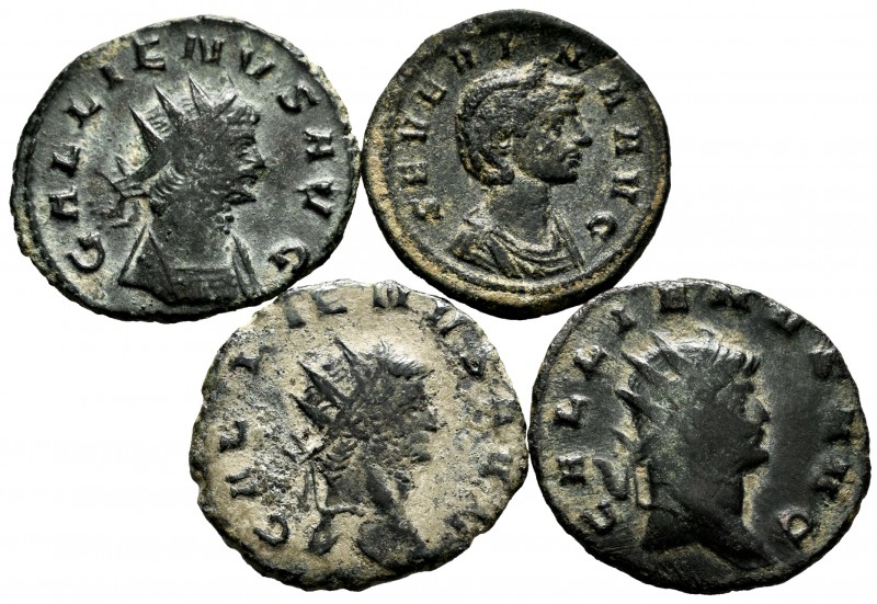 Ancient Coins. Lot of 4 coins of the Roman Empire. 3 Antoninians of Gallienus an...