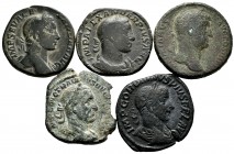 Ancient Coins. Lot of 5 bronzes from the Roman Empire, Hadrian, Alexander Severus (2), Gordian III and Trajan Decius. TO EXAMINE. Choice F/Almost VF. ...