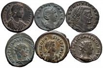 Ancient Coins. Lot of 6 bronzes from the late Roman Empire, Valerian, Theodosius (2), Salonina, Gallienus and Constantine. TO EXAMINE. Est...100,00. ...