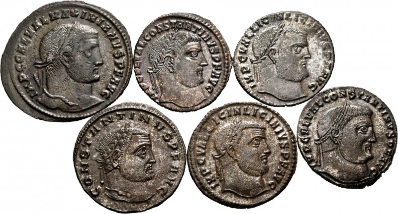 Ancient Coins. Lot of 6 bronzes of the Roman Empire. Maximianus, Constantine and...