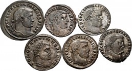 Ancient Coins. Lot of 6 bronzes of the Roman Empire. Maximianus, Constantine and Licinius, all with original silver plating. Ae. TO EXAMINE. Choice VF...