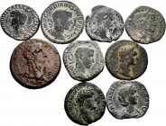 Ancient Coins. Lot of 9 coins of the Roman Empire. Units and sestertii of Claudius I, Domitian, Marcus Aurelius, Antoninus Pius, Gordian III, Volusian...