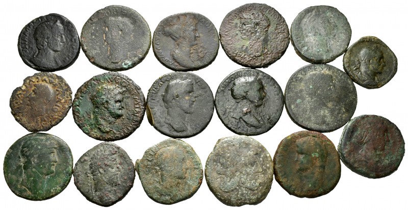 Ancient Coins. Lot of 17 large bronzes from the Roman Empire, mostly sestertii. ...