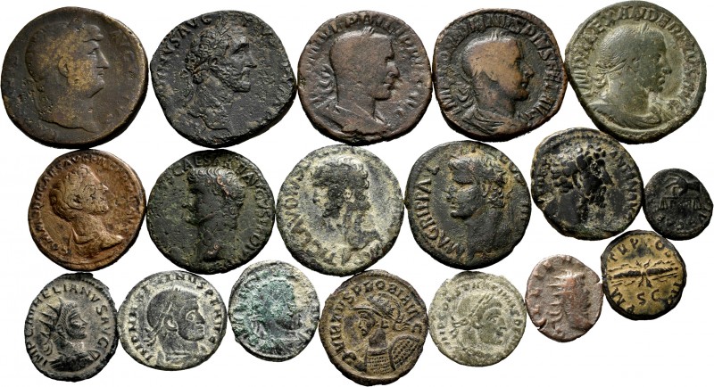 Ancient Coins. Lot of 18 bronzes of the Roman Empire. Various values and emperor...