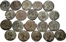 Ancient Coins. Lot of 20 bronzes from the Late Roman Empire. Maiorines of Honorius, Theodosius, Arcadius, Valentinian, Gratian and Magnus Maximus. Dif...