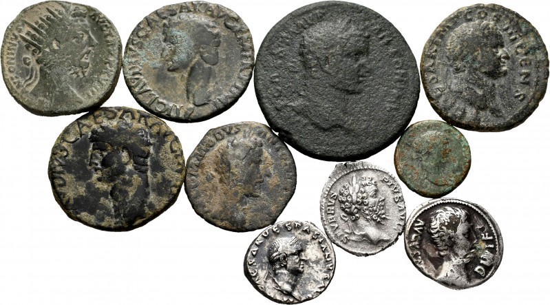 Ancient Coins. Lot of 10 coins of the Roman Empire. Large variety of emperors: A...