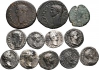 Ancient Coins. Lot of 12 coins of the Roman Empire containing 2 units of Claudius, Semis of Emerita Augusta and 9 Denarii of different emperors: Augus...