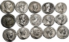 Ancient Coins. Lot of 15 coins of the Roman Empire. Denarii and Antoninians of different emperors: Domitian, Commodus, Marcus Aurelius, Antoninus Pius...