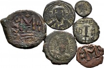 Ancient Coins. Lot of 6 coins from the Byzantine Empire, Maurice Tiberius, Justinian II and Sophia, among others. TO EXAMINE. Choice F/VF. Est...100,0...