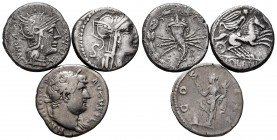 Ancient Coins. Lot of 3 coins of the Republic and Roman Empire. Republican Denarii (2) and Hadrian (1). Ag. TO EXAMINE. Almost VF. Est...150,00. 

...