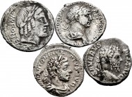 Ancient Coins. Lot of 4 coins of the Roman Republic and Empire. Denarii of Fonteia Family, Trajan, Septimius Severus and Heliogabalus. Ag. TO EXAMINE....