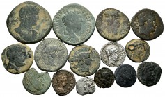 Ancient Coins. Interesting lot of 15 coins from ancient Hispania, Roman Republic and Roman Empire. Great variety of mints, emperors and values; all di...
