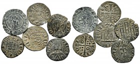 Medieval Coins. Lot of 7 medieval coins, from the Kingdom of Castile and Leon, Kingdom of Aragon. Sancho IV, Juan I, Enrique IV, Jaime I and Jaime II....