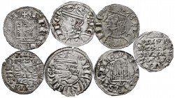 Medieval Coins. Lot of 7 different medieval rich fleece coins, all from the Kingdom of Castile and Leon. Very interesting. TO EXAMINE. Choice VF/AU. E...