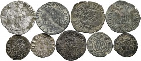 Medieval Coins. Lot of 9 Medieval vellon coins from the Kingdom of the Castille and Leon. All different values and Kings, with a variety of mints and ...