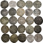 Medieval Coins. Lot of 25 coins of Alfonso X (1252-1284). Maravedís, Pepión, Prieto and Novén. Variety of mints and types. Ve. TO EXAMINE. Choice F/VF...