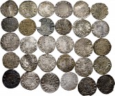 Medieval Coins. Lot of 30 coins of Alfonso XI (1312-1350). Cornados of Burgos, Cuenca, Leon, Seville and Toledo. Different types. Ve. TO EXAMINE. Choi...