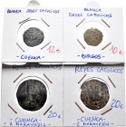 Spanish Coins. Lot of 4 different coppers of the Catholic Kings, Blanca de Brugos and Cuenca and 2 maravedis of Cuenca (2). TO EXAMINE. Almost VF/VF. ...