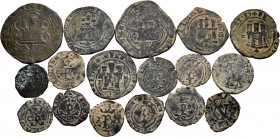 Spanish Coins. Set of 17 coins of the Catholic Kings. Variety of mints and values. All different. Interesting group. TO EXAMINE. Almost F/VF. Est...90...