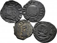 Spanish Coins. Lot of 4 coins of Philip IV. 16 Maravedís counterfeit (3) and 8 Maravedís 1661 Madrid to hammer. Ae. TO EXAMINE. Choice F/VF. Est...60,...
