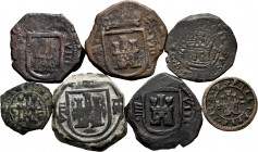 Spanish Coins. Lot of 7 coppers of Philip III and Philip IV with visible dates (1601-1626), Cuenca (2), Segovia (3), Toledo and Valladolid. TO EXAMINE...