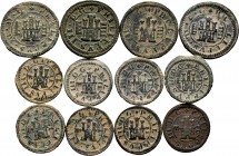 Spanish Coins. Lot of 12 coins of Philip III. 2 and 4 Maravedis of the Real ingenio of Segovia with a variety of dates. Ae. TO EXAMINE. F/Choice VF. E...