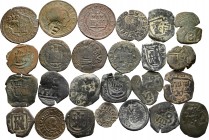 Spanish Coins. Lot of 25 Hapsburg coins. Variety of coppers, countermark and even counterfaits. Ae. TO EXAMINE. Almost F/Almost VF. Est...60,00. 

...