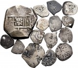 Spanish Coins. Lot of 15 pieces of silver cobs, mostly 1/2 real. TO EXAMINE. Almost F/Choice F. Est...100,00. 


SPANISH DESCRIPTION: Moneda Españo...