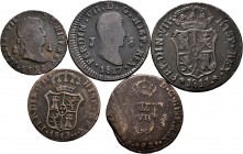 Spanish Coins. Lot of 5 coins of Ferdinand VII. Different values, mints and dates. Ae. TO EXAMINE. F/Almost VF. Est...50,00. 


SPANISH DESCRIPTION...